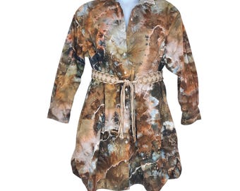 Size XLarge - Tie Dye Shirt Dress - Long Sleeves - with Pockets!