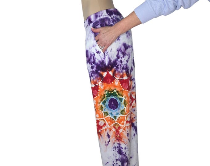 Size Medium/Large - Tie Dye Pants - Linen Blend with POCKETS!  Ice Dye