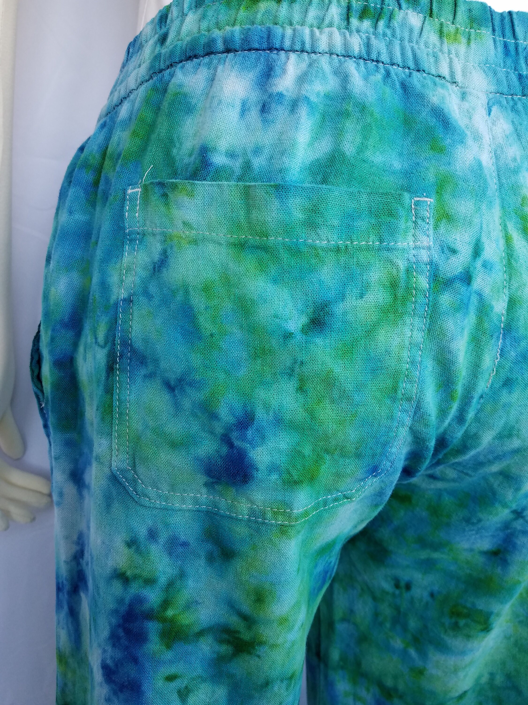 Size Small Tie Dye Pants Linen Blend with POCKETS!