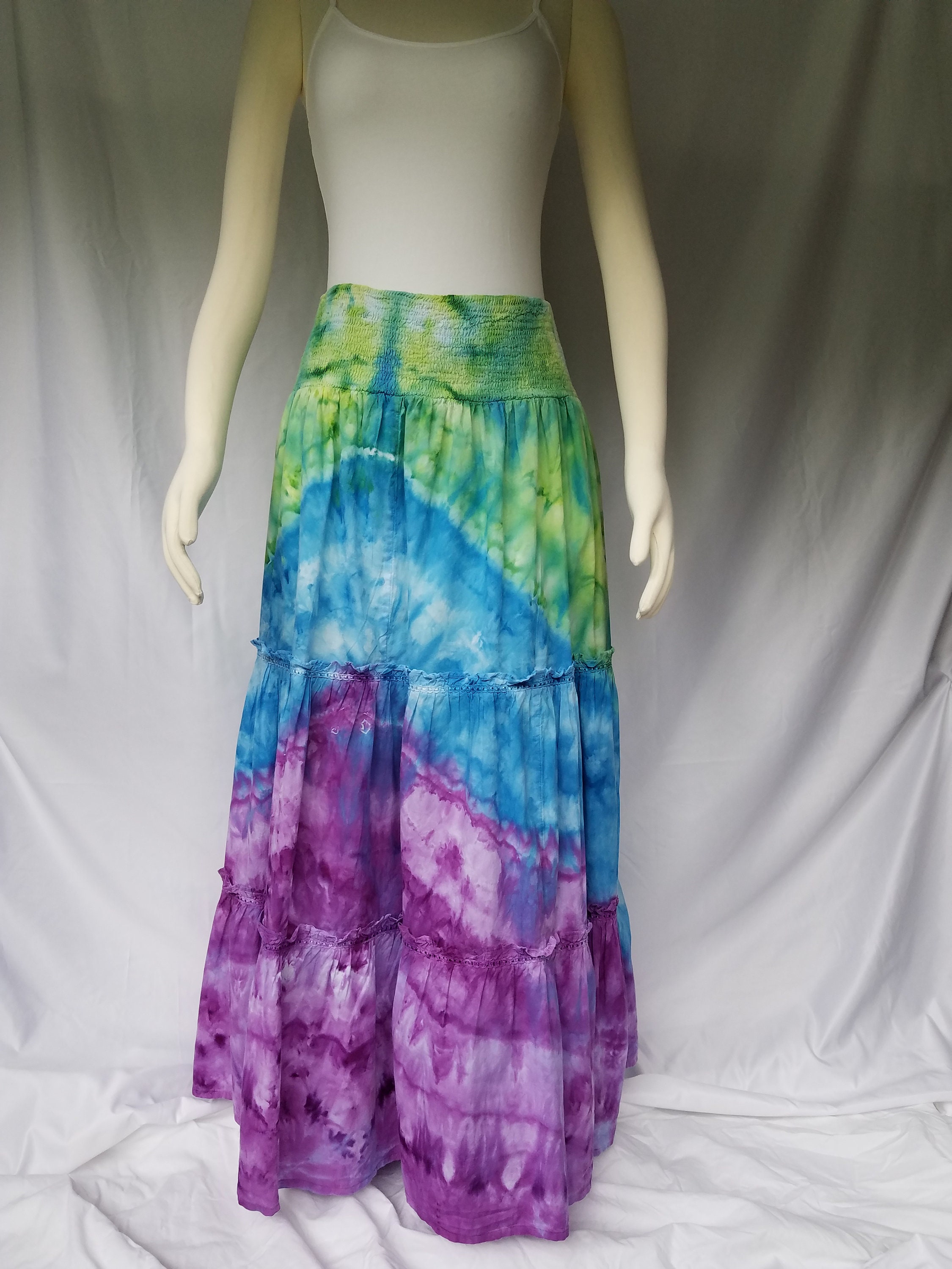 Cotton tie top dye maxi skirt