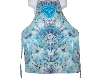 Apron - Tie Dye - 100% Cotton - Blue Heart - Ice Dye