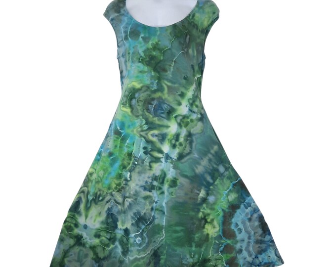 Size XLarge - Tie Dye Dress - Cap Sleeve Midi or Maxi Dress - Cotton Jersey