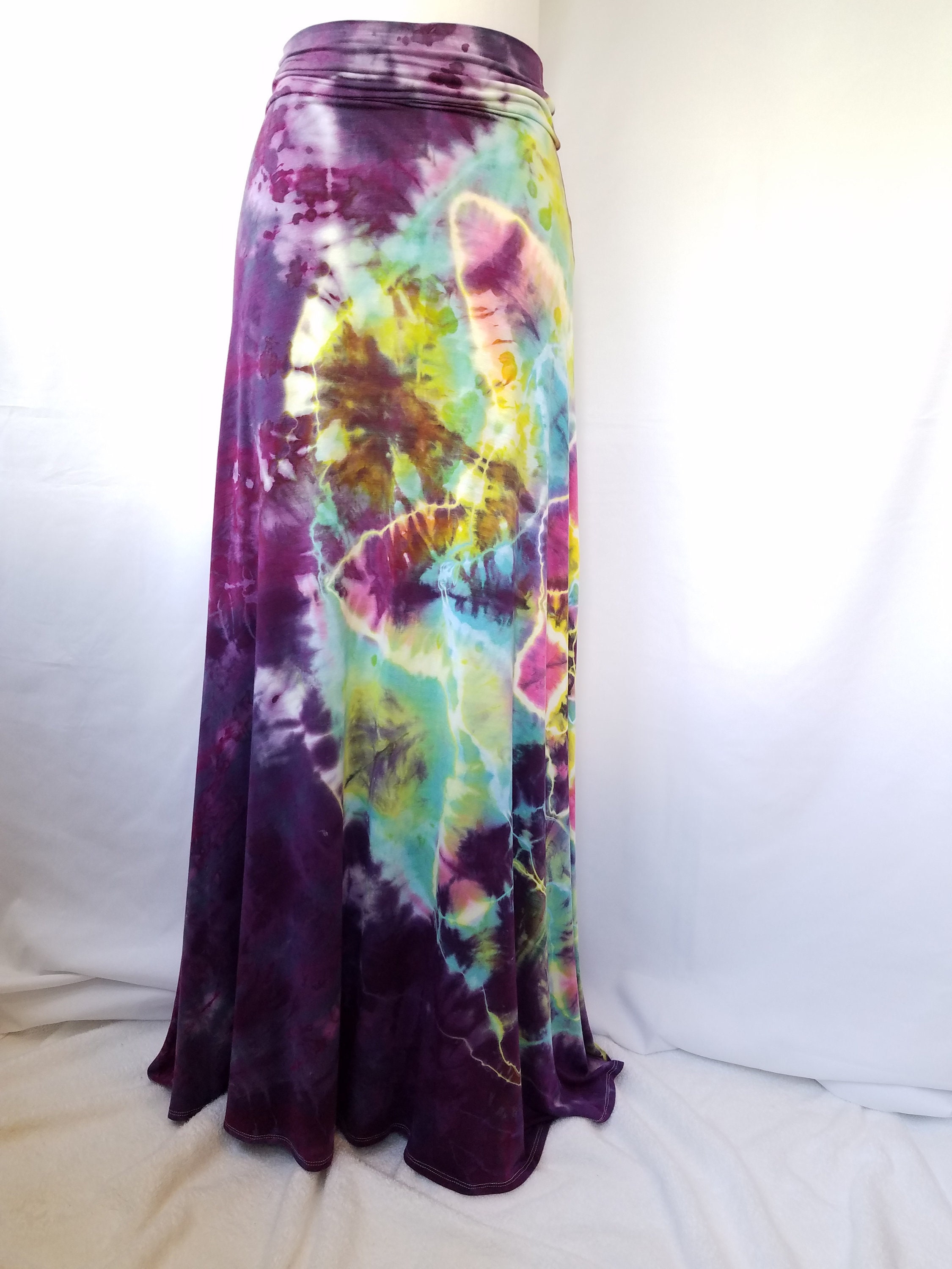 ruched tie dye skirt