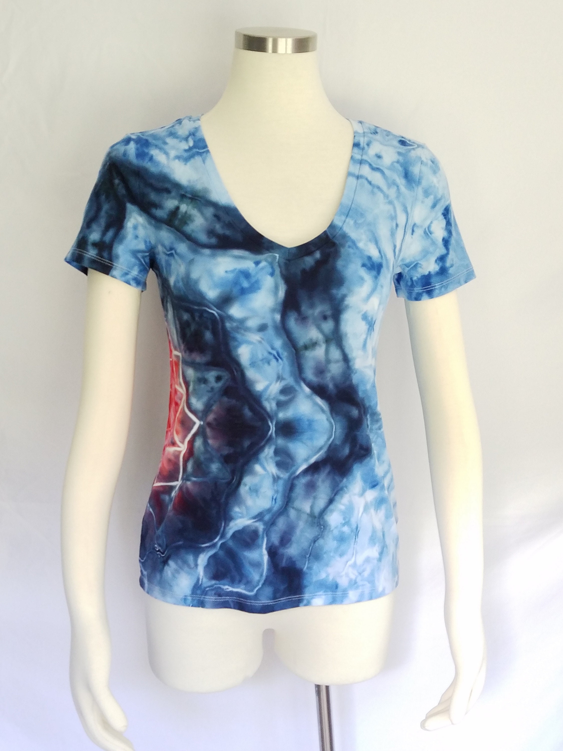 Size Small - Tie Dye Ladies V-Neck Tee