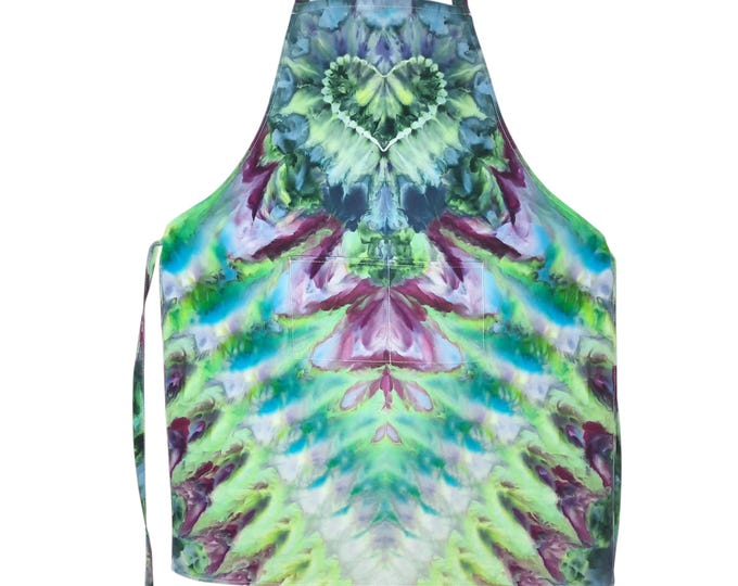 Apron - Tie Dye - 100% Cotton - Blue Heart - Ice Dye