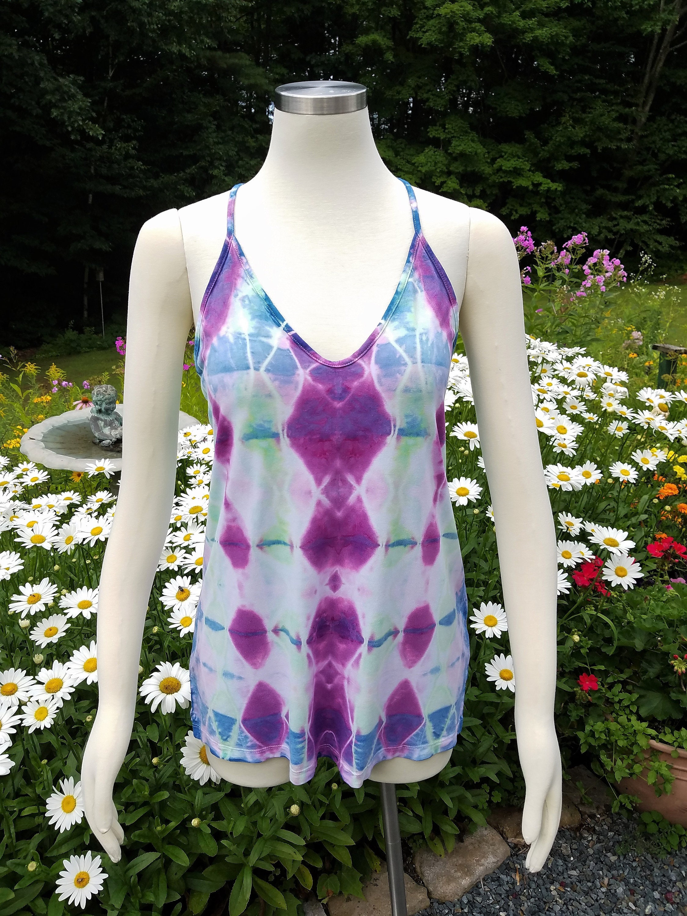 Tie Dye Lace Back Top - Size Small