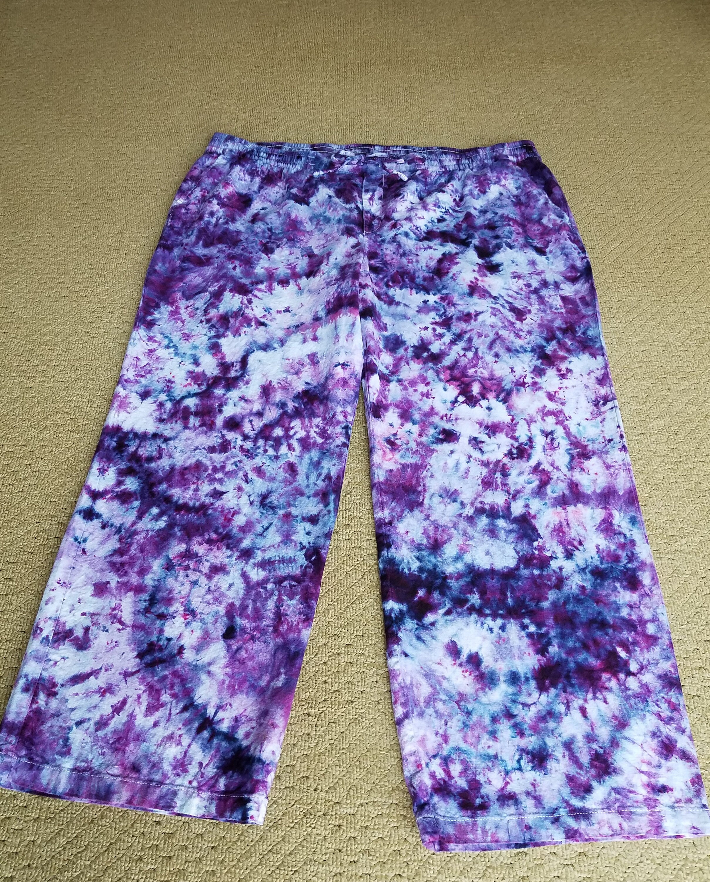 Size XXL Tie Dye Pants Linen Blend with POCKETS!