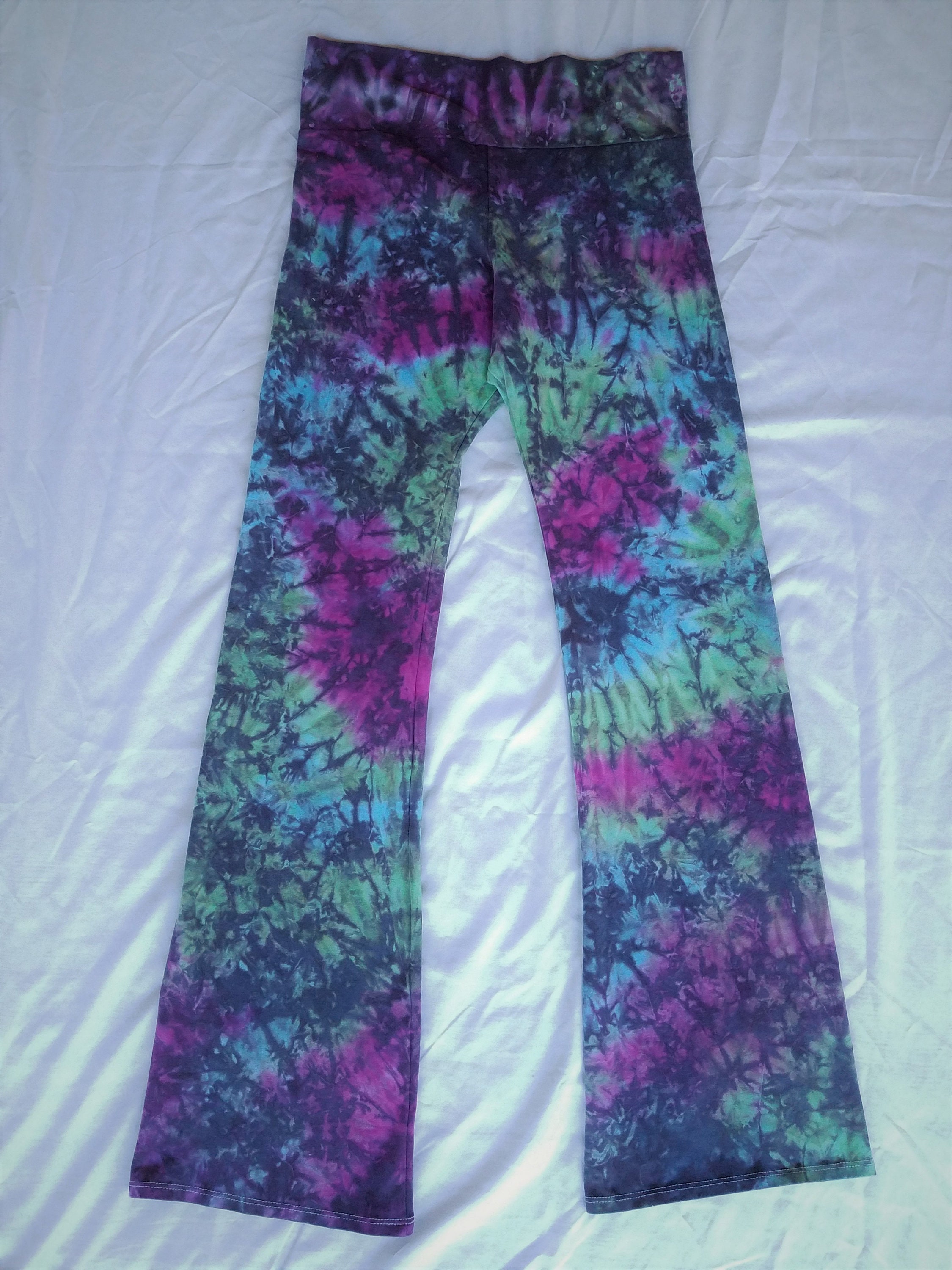 Tie Dye Yoga Pants Size Large Ice Dye Purple Pink Blue Tie Dye