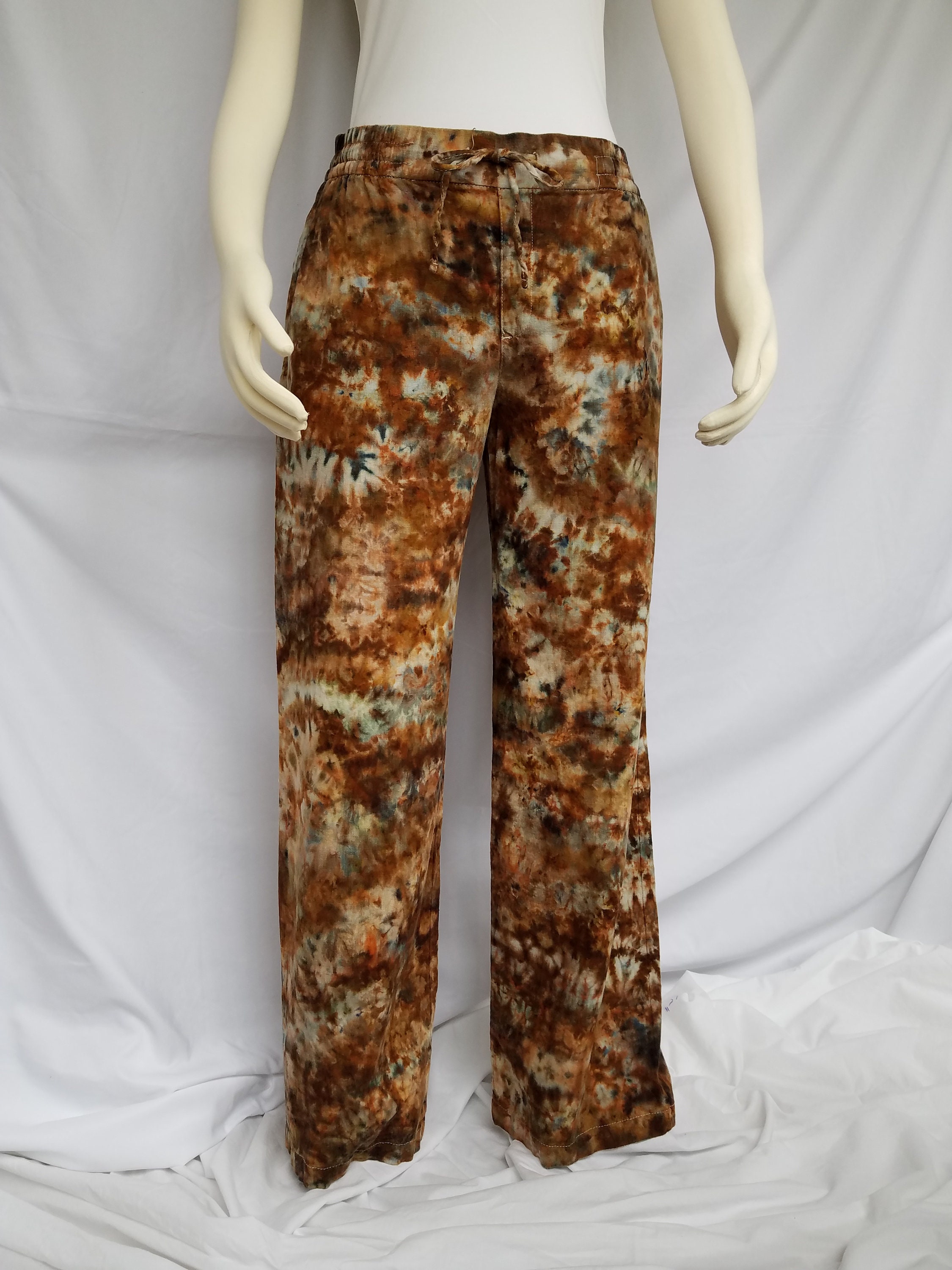 Size Medium Tie Dye Pants Linen Blend with POCKETS!