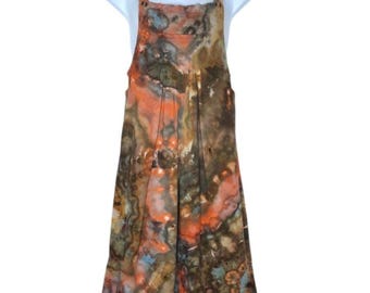 Size XLarge - Tie Dye Overalls - Wide Leg Jumper - Earth Tones