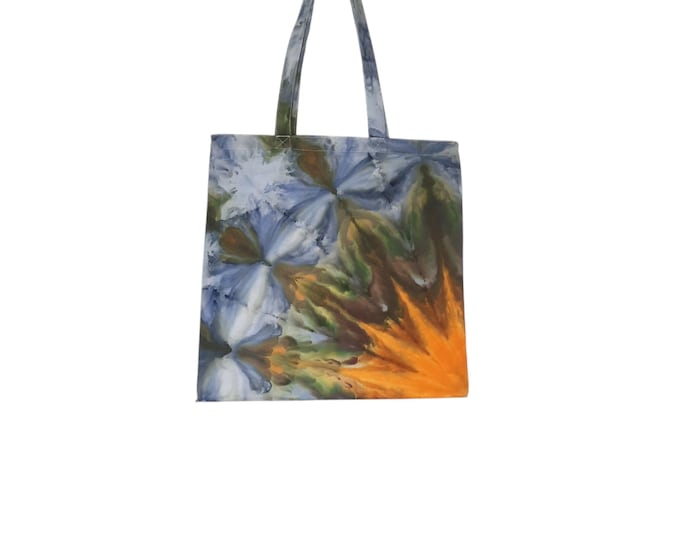 Tie Dye Tote Bag - Medium - Ice Dye Reusable Shopping Bag - Sunburst Design