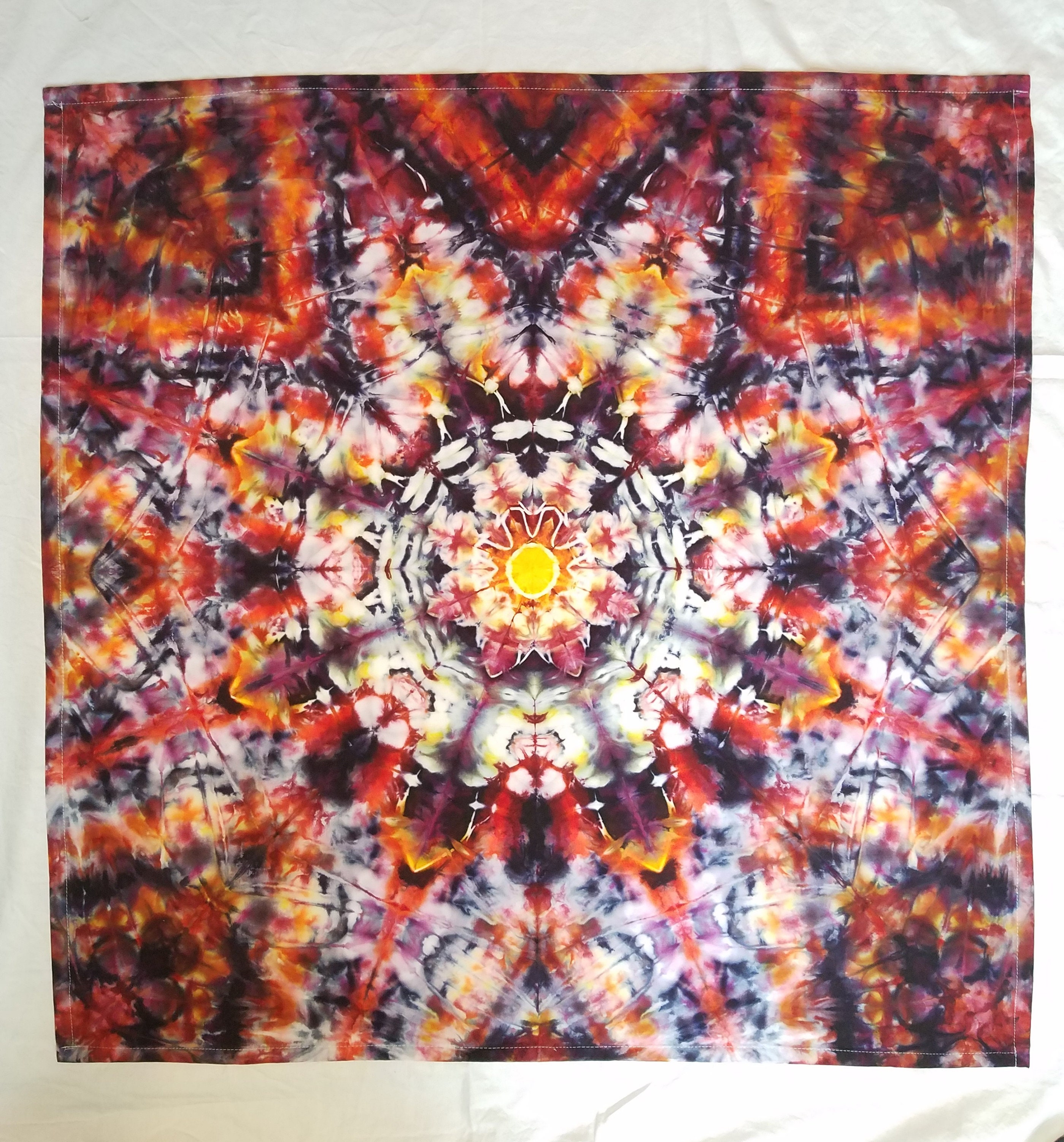 Tie Dye Tapestry Small 36 Square Ice Dyed Fire