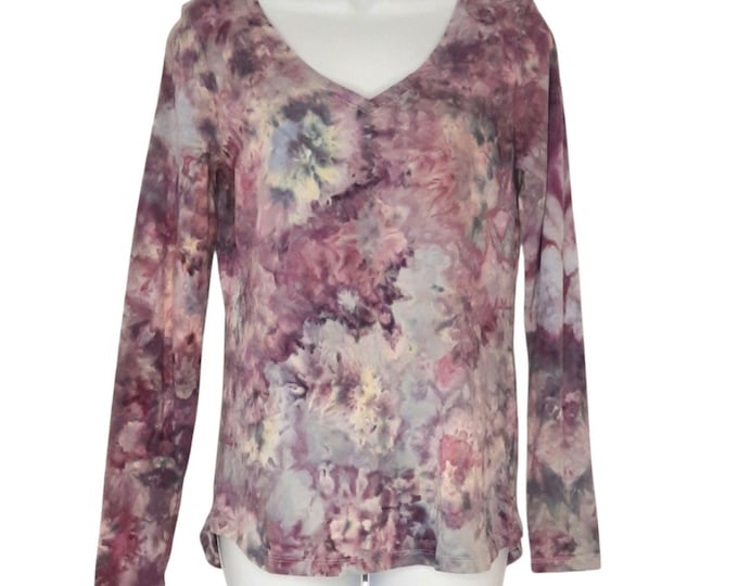 Size XSmall Tall - Tie Dye Tee - V Neck Long Sleeve - Ice Dye