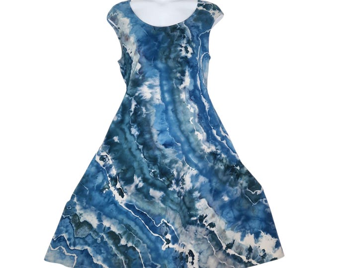 Size XLarge - Tie Dye Dress - Cap Sleeve Midi or Maxi Dress - Cotton Jersey