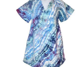 Size Medium -Tie Dye Dress Crinkle Gauze with POCKETS - 100% Cotton