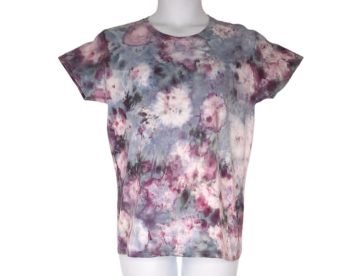Size Large Ladies Tie Dye -Purple Scrunch Ice Dye - Woman's Tee
