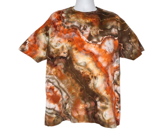 Size XLarge - Tie Dye Tshirt -  Brown and Orange Agate
