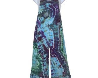 Size Medium - Tie Dye OVERALLS - Agate Patterns with Pockets!