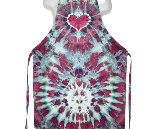 Apron - Tie Dye - 100% Cotton - Pink Heart - Ice Dye