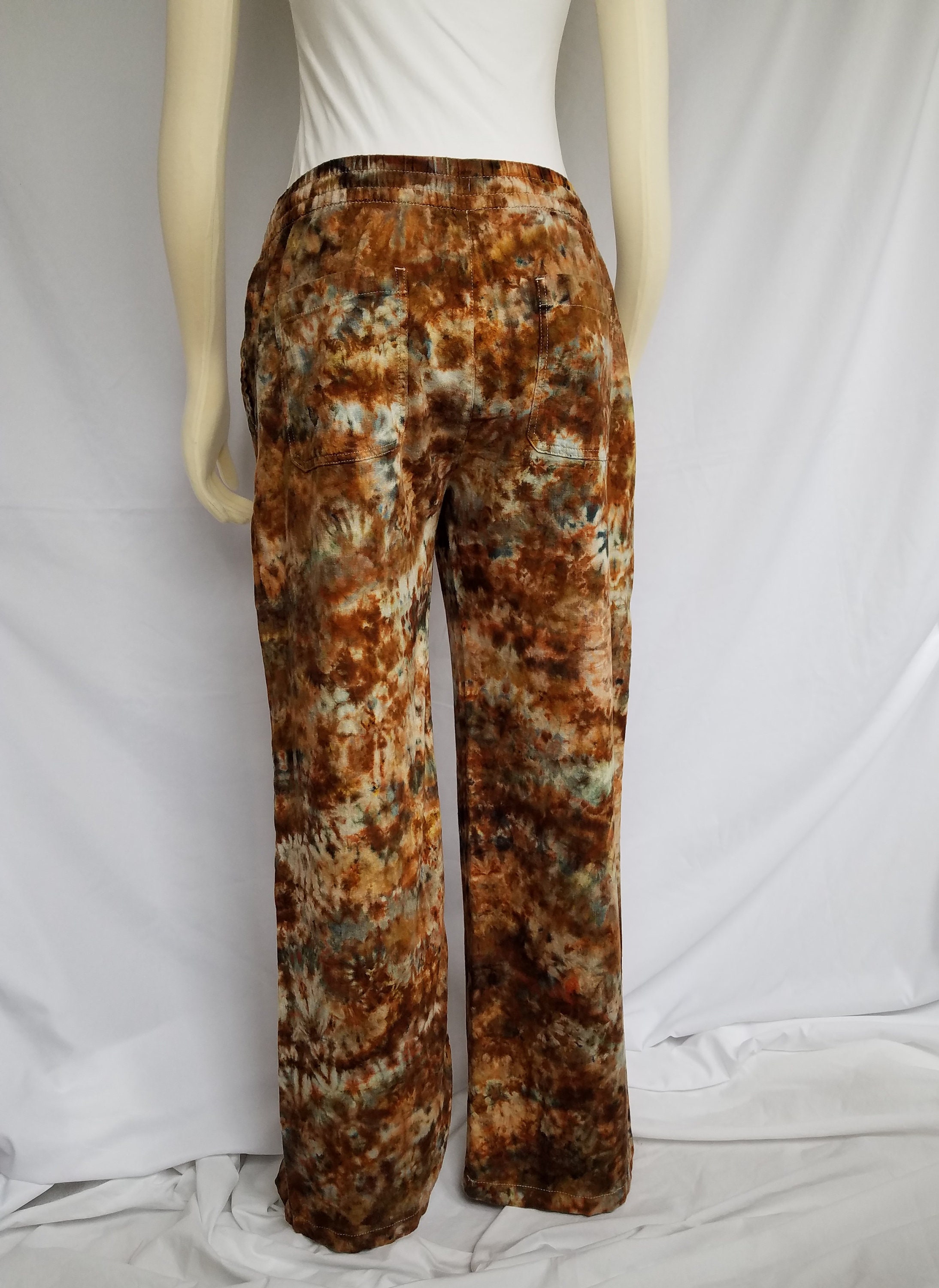 Size Medium Tie Dye Pants Linen Blend with POCKETS!