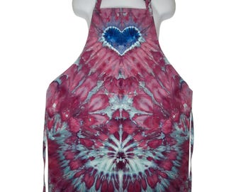 Apron - Tie Dye - 100% Cotton - Blue Heart - Ice Dye