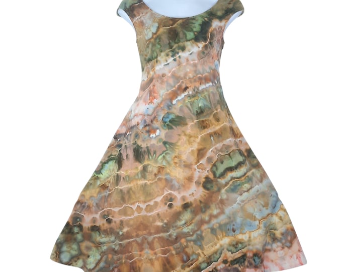 Size Medium - Tie Dye Dress - Cap Sleeve Midi or Maxi Dress - Cotton Jersey