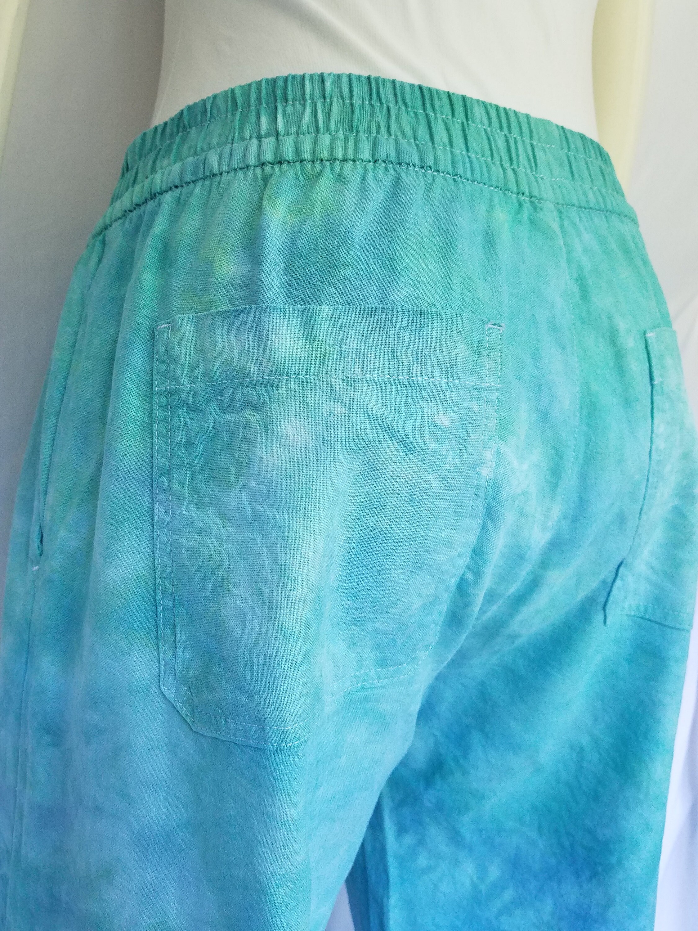 Size Medium Tie Dye Pants Linen Blend with POCKETS!