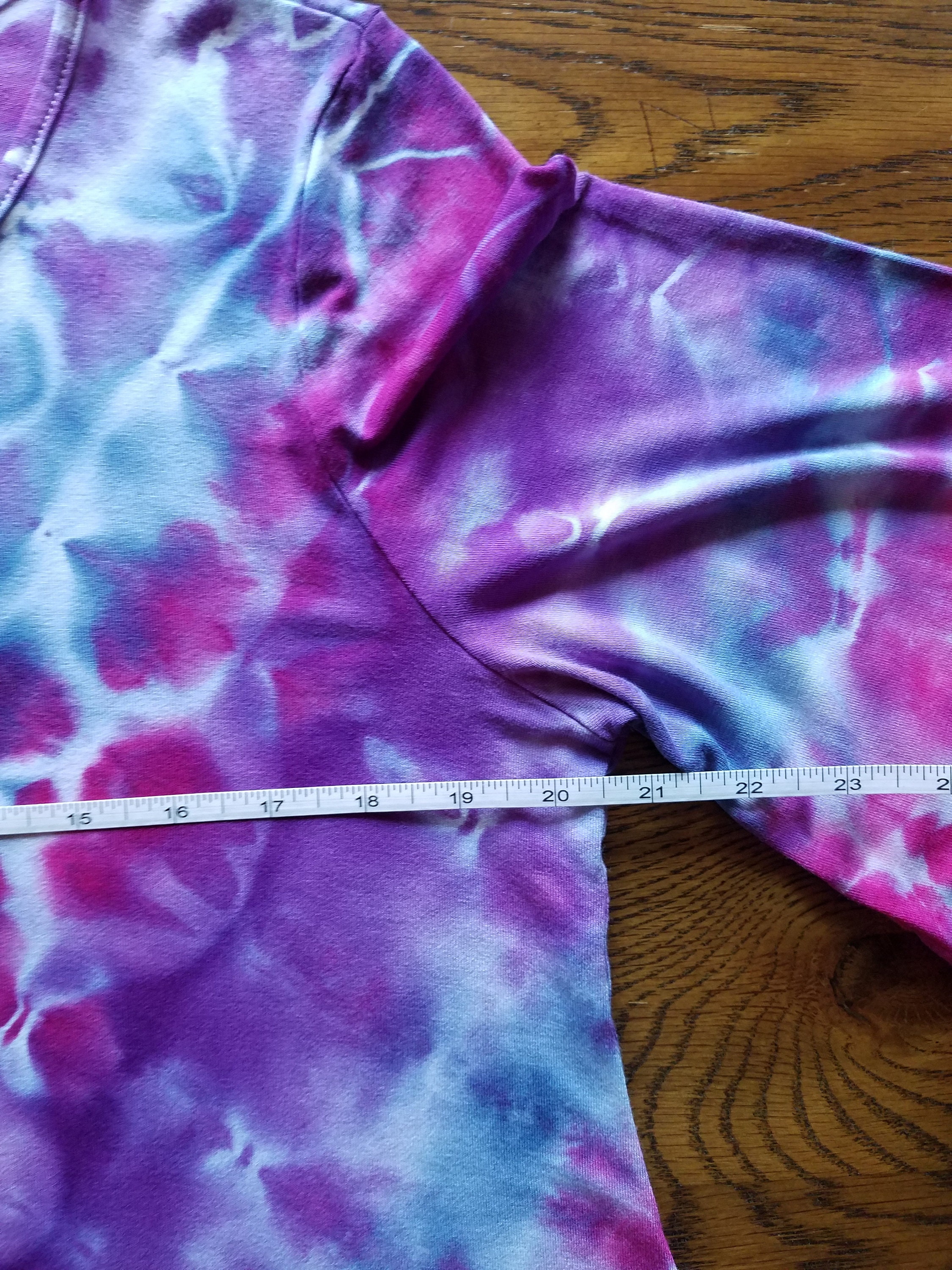 LADIES XL- Ice Dye - 3/4 Sleeve Top - Tie Dye in shades of Purple Blue ...