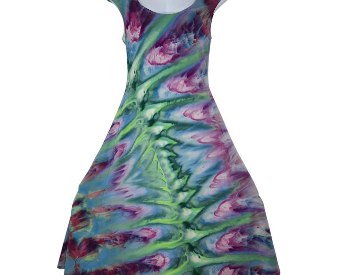 Size Large Tall- Tie Dye Dress - Cap Sleeve Midi or Maxi Dress - Cotton Jersey