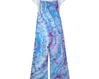 Size Medium - Tie Dye OVERALLS - Agate Patterns with Pockets!