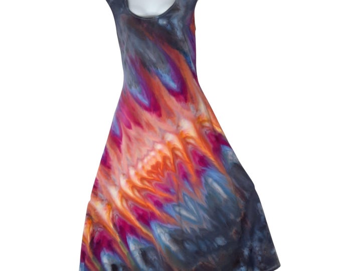 Size Small Tall - Tie Dye Dress - Cap Sleeve Midi Dress - Cotton Jersey