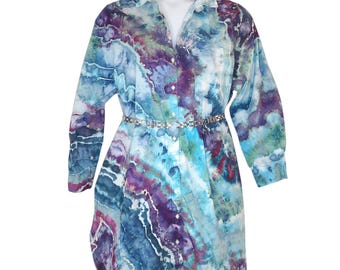 Size 2X - Tie Dye Shirt Dress - Long Sleeves - with Pockets!