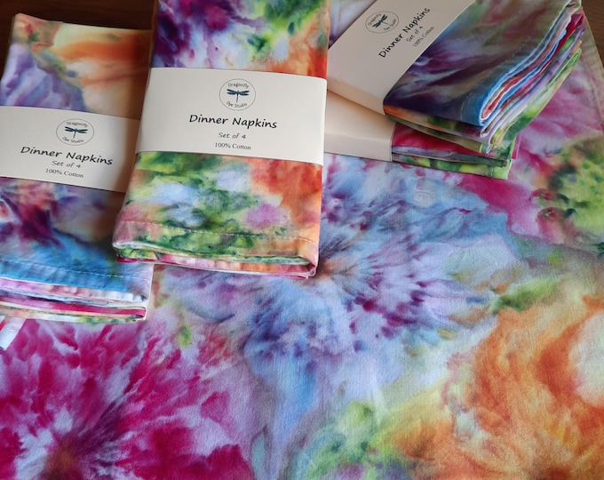 Tie Dye Dinner Napkins - Set of 4 - Blossom Design - Ice Dye