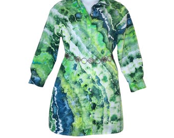 Size Large - Tie Dye Shirt Dress - Long Sleeves - with Pockets!