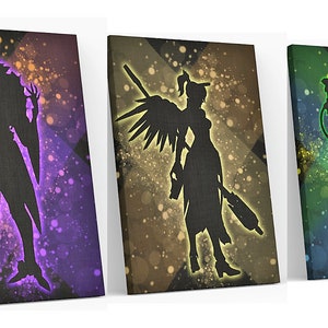 Afdrukbare Overwatch Wall Decor, Overwatch Ondersteuning Personages Afdrukbare Kunst, Gamer Gift, Silhouet, Overwatch 2 Kunst aan de muur