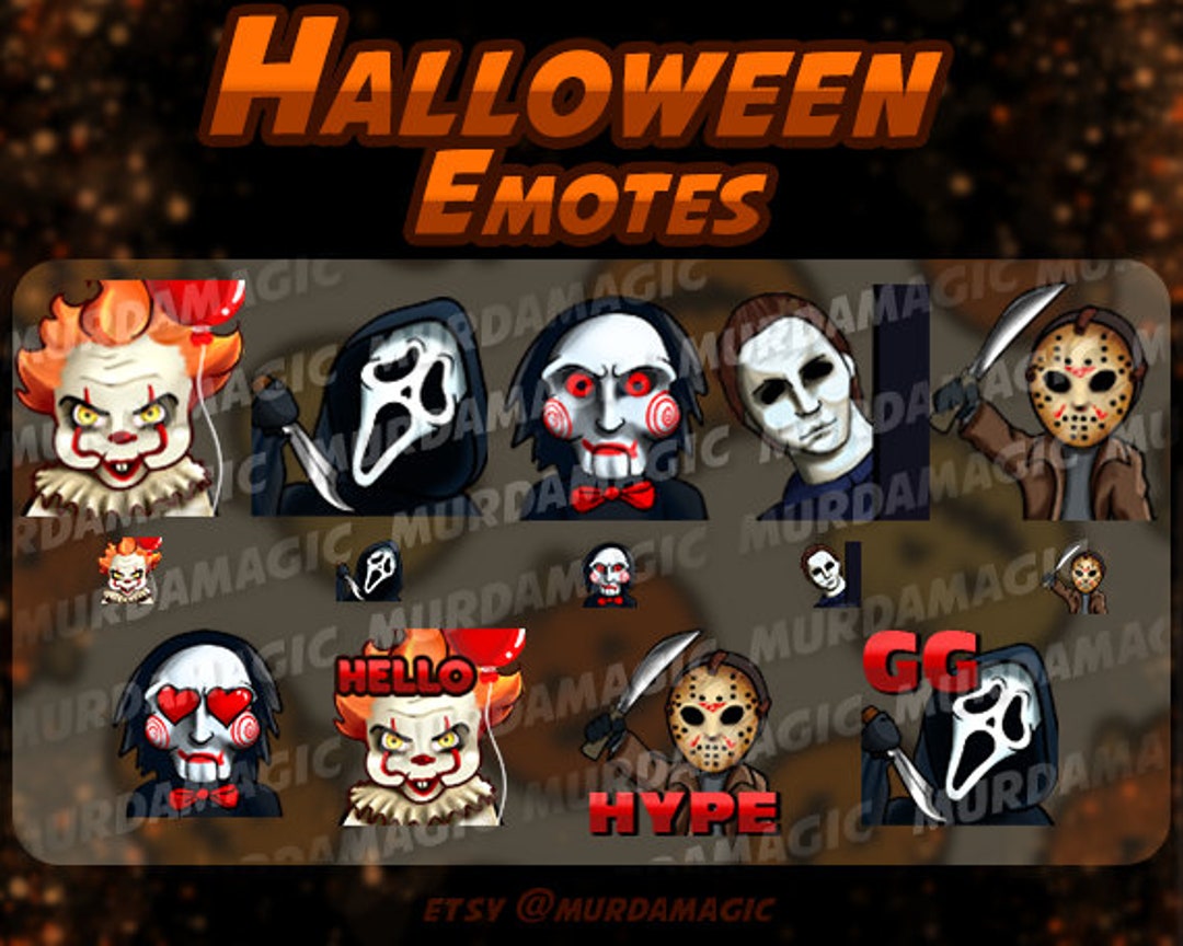 Halloween Horror Twitch Emote Pack of 9, Scary Movie Emotes, Emoji