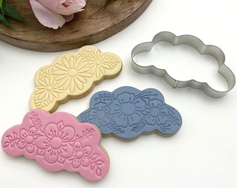 Cookie Cutter And Embosser Stamps Garlands Daisies, Blossoms & Flowers (set Of 3) Handmade