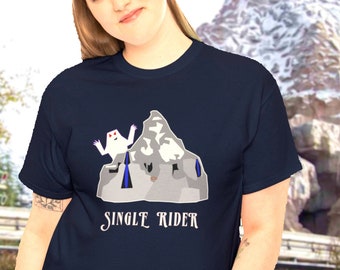 Single Rider Matterhorn Mountain theme park fan shirt | Disneyland fan bobsled tee in unisex, womens, racerback tank top, or kids | 4 colors