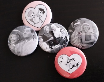 Classic Lucy buttons | Pinback button set or shop mix | 1 inch or 1.5 inch | TV Sitcom accessories and gifts