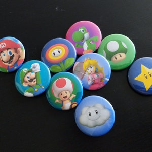 Mario Heroes buttons | Pinback button set of shop mix | 1 inch or 1.5 inch | Gift and accessories for Nintendo fans
