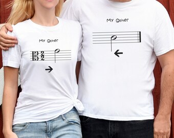 Alto Clef MY OTHER HALF (White): 1 Pair of complementary musician couples shirts.