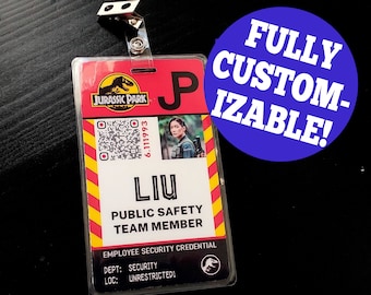 Personalized Jurassic Staff Badge | Custom dinosaur park employee ID mock access pass | Cosplay and costume accessories | Your name and role