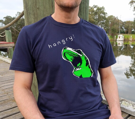 Camisas divertidas de dinosaurios T Rex gritando Hangry Unisex