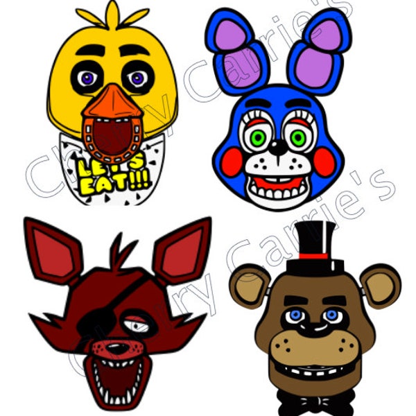 FNAF 4 Pack of SVG Files (Freddy, Bonnie, Foxy and Chica)