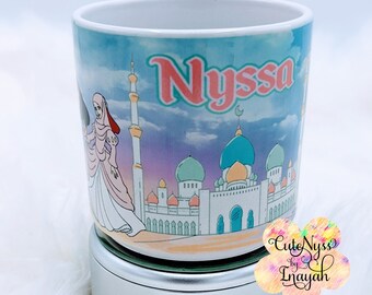 10oz Hijabi princess mosque, Ramadan, Eid Gift, Party Favor, Eid ul Adha, Eid ul Fitr, Eidi, Muslim, Islam, hijab mug, Fun, Eidi, kids