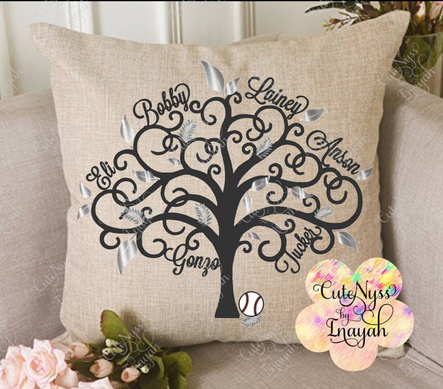 Personalized Family Tree Pillow Cover, Gift for Your Home, Children