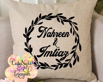 Anniversary Pillow Cover, Personalized Couples Pillow Cover, Housewarming, Eid, Birthday, Anniversary, Wedding, Decorative Pillow, Christmas