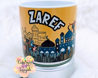 10oz superhero mosque, Ramadan, Eid Gift, Party Favor, Eid ul Adha, Eid ul Fitr, Eidi, Muslim, Islam, superhero, mug, Islam, Fun, Eidi, kids