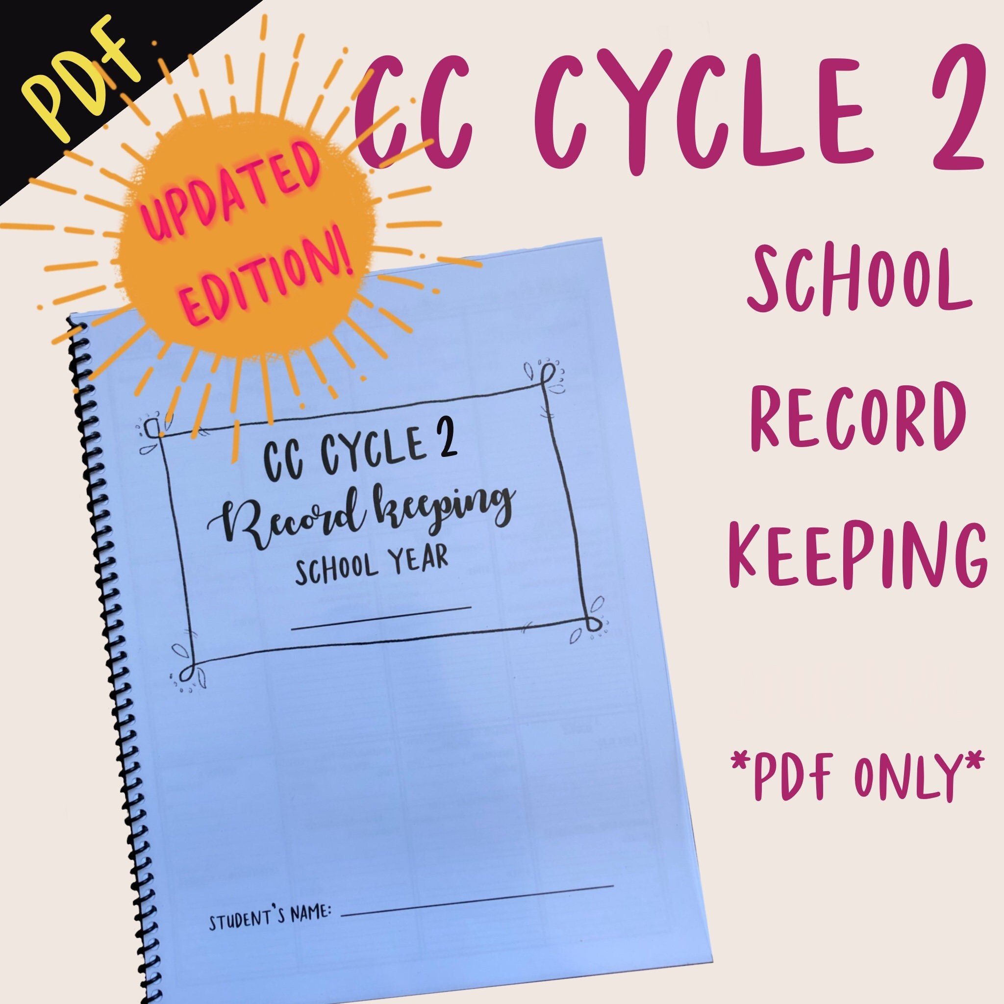 CC Cycle 2 School Record Keeping Journal Whole School Year Easy and ...