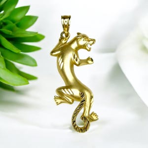 Vintage 14k Yellow Gold Handcrafted Panther Pendant